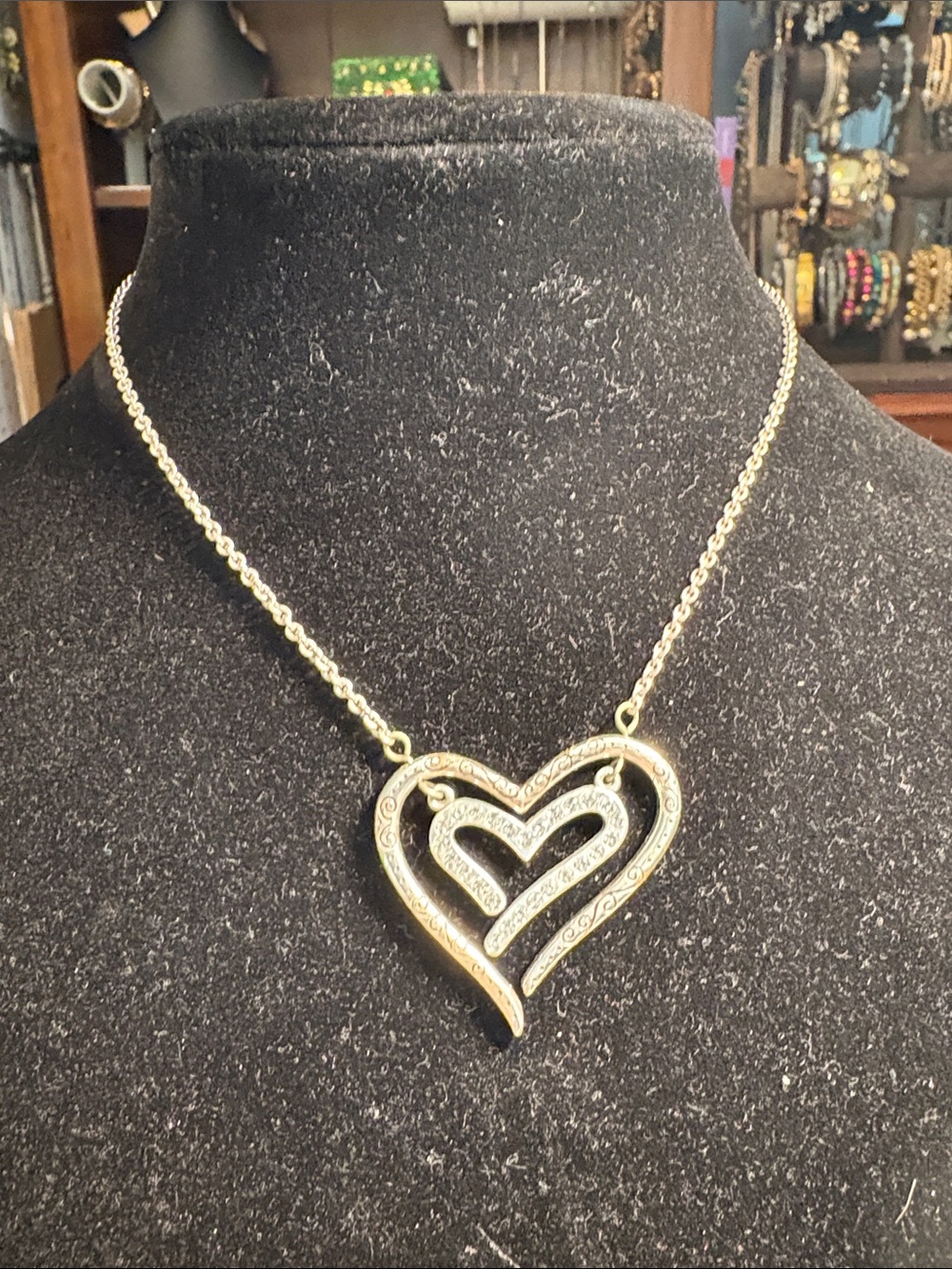 Gold-Tone Double Heart Pendant Necklace - Women Jewelry